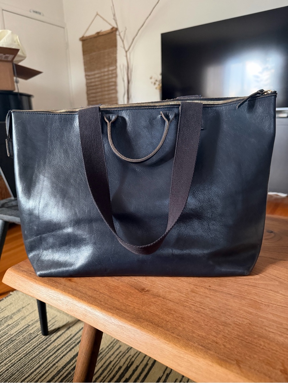 Clare V. Navy Leather Le Zip Sac - Picture 3 of 13
